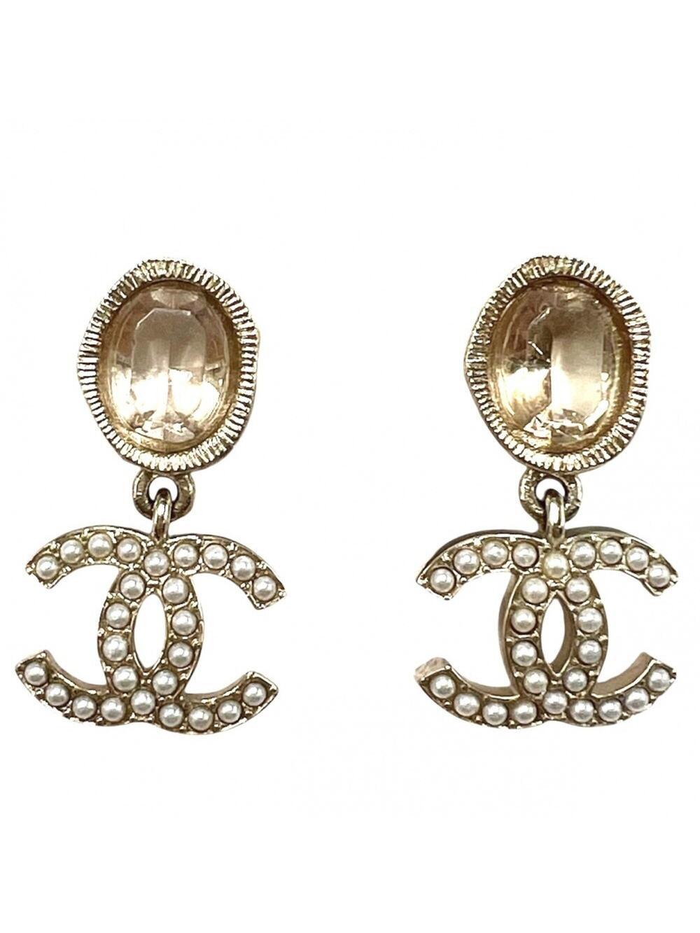 Chanel Cc Logo Earrings Gold-Tone Metal #299706C99B